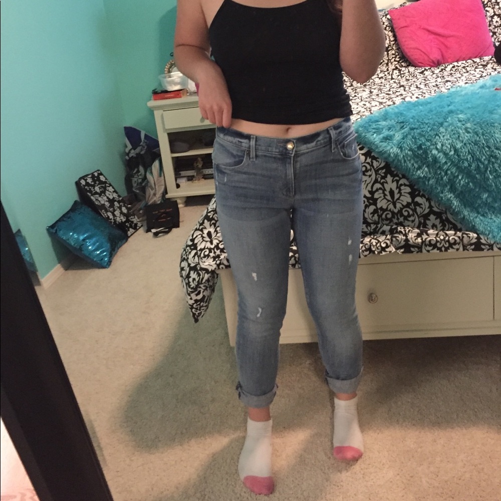 Loft lightwash relaxed mid-rise skinny jeans